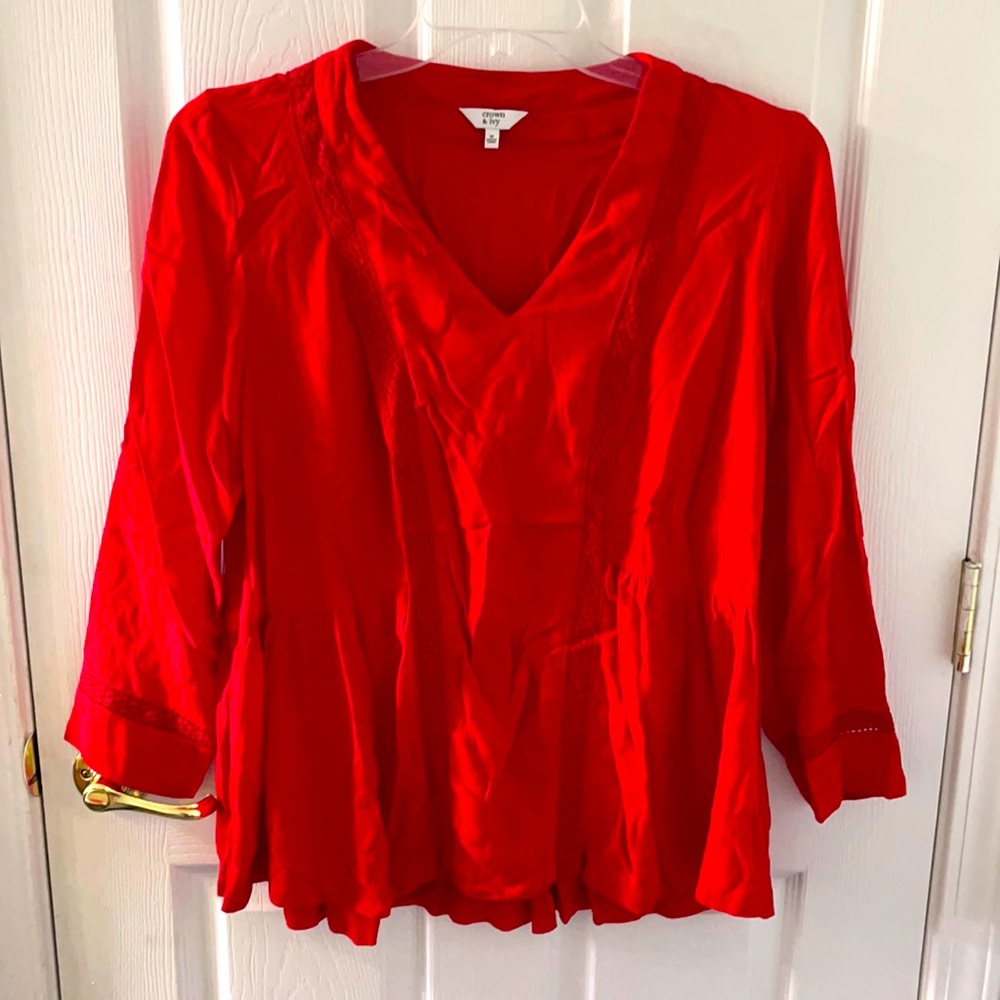 Crown & ivy red blouse size medium